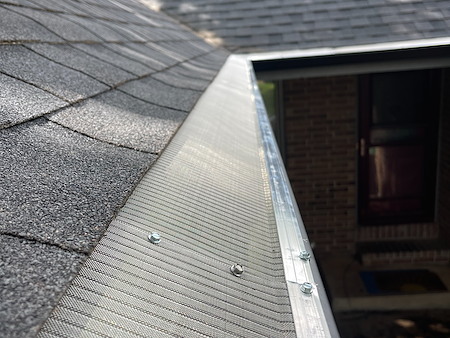 Stainless steel micro-mesh gutter guards installed on a Springfield MO home