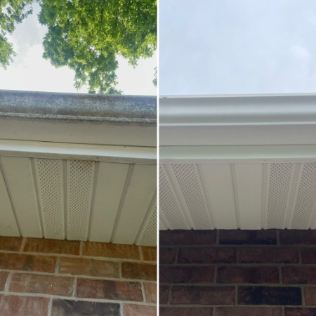 Before after gutter cleaning brightening springfield mo